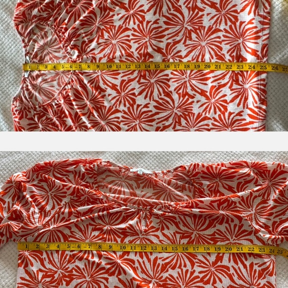 Cleo Petites V-Neck Blouse (XL Petite) Orange Starburst Floral - Picture 5 of 6